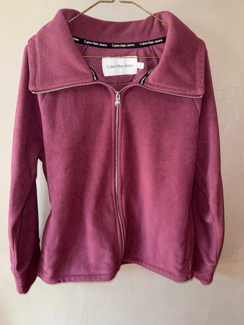 'Calvin Klein Jeans' Womens Plum Purple Zip-Up Fleece (L)